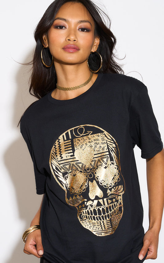 Sugar Skull Halloween Print Tshirt