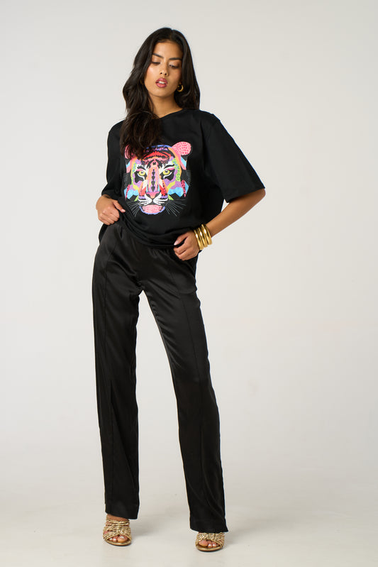 Mosaic Leopard Tiger Tee In Black