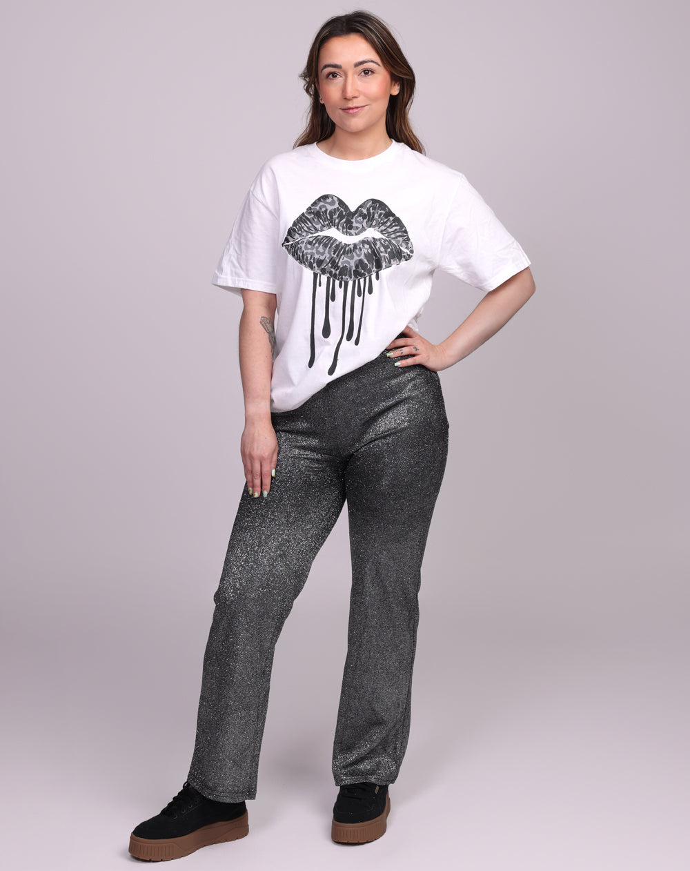 Black Leopard Wild Drip Tshirt In White