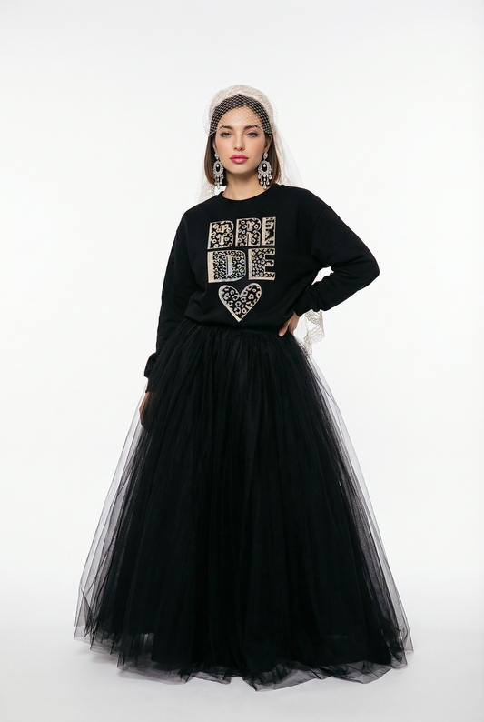 Bride Gold Text Sweater In Black