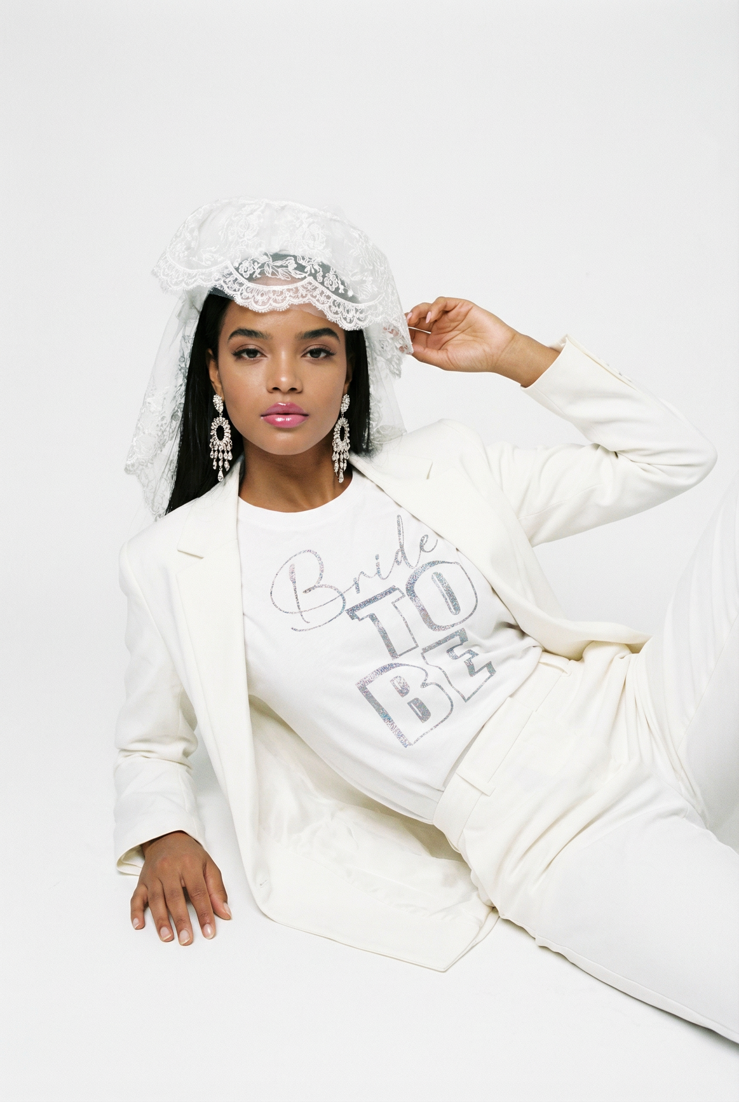 Bride To Be Silver Text Tshirt In White