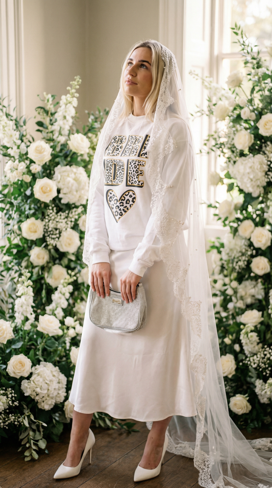 Happily Ever Silver Wild Leopard Bride Sweatshirt