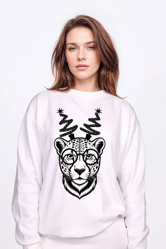Cheetah Christmas Jumper in White