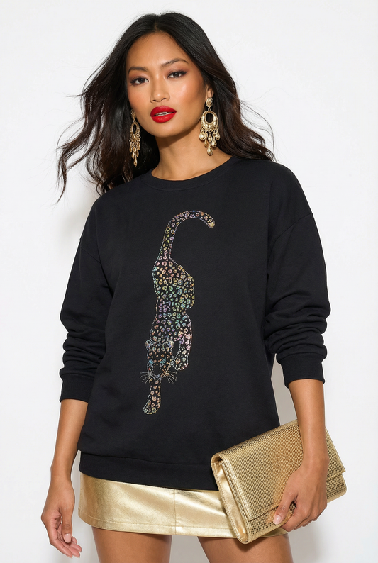Golden Cheetah Prowler Sweatshirt in Black