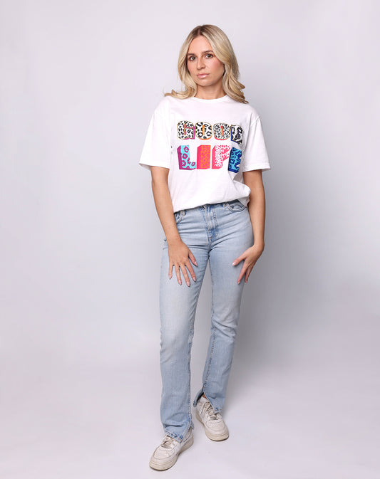 Neon Jungle Good Life Tshirt In White