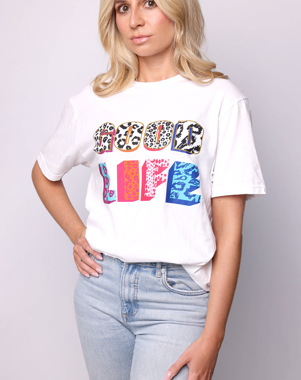 Neon Jungle Good Life Tshirt In White