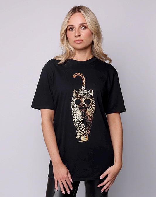 Leopard Luxe Prowl Tshirt In Black