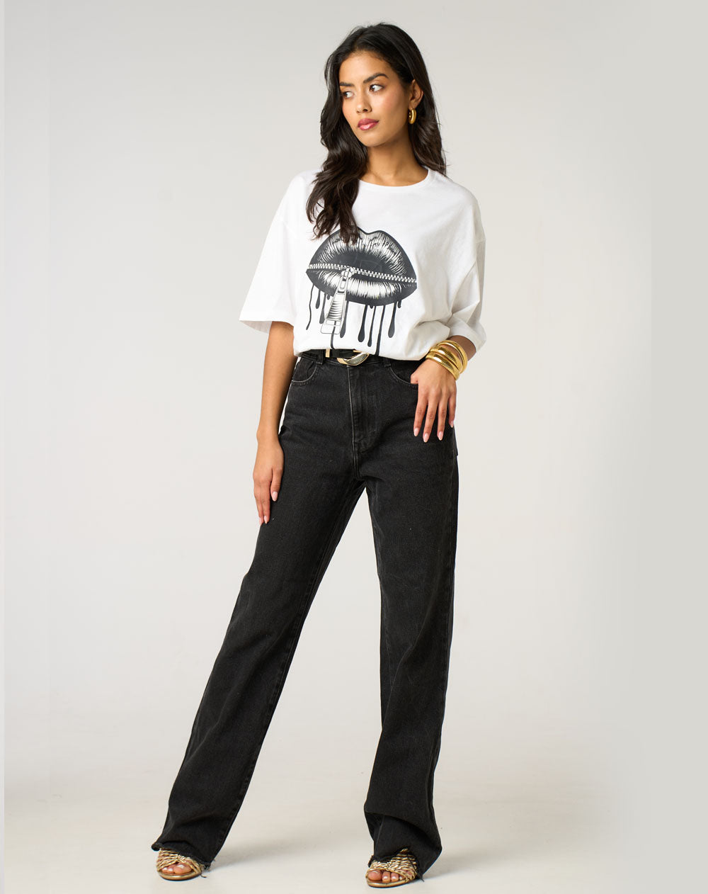 Locked Lips Drip T-Shirt in White