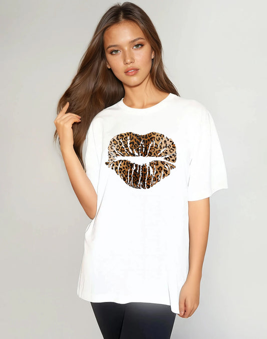 Leopard Print Graphic Oversize Top