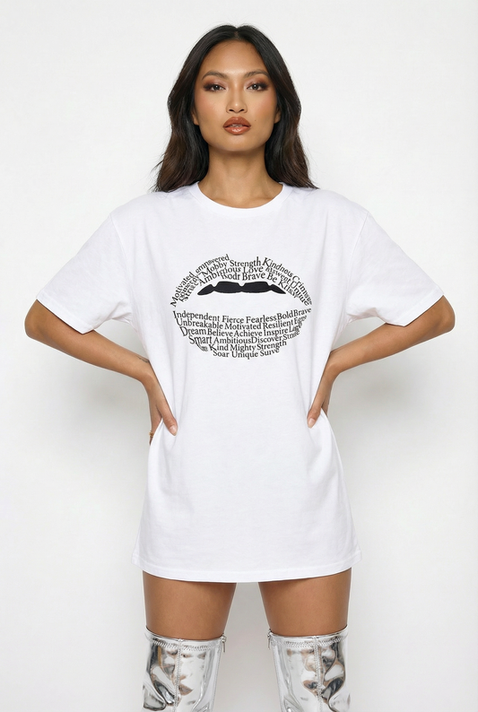 Lip Text Print Tshirt In White