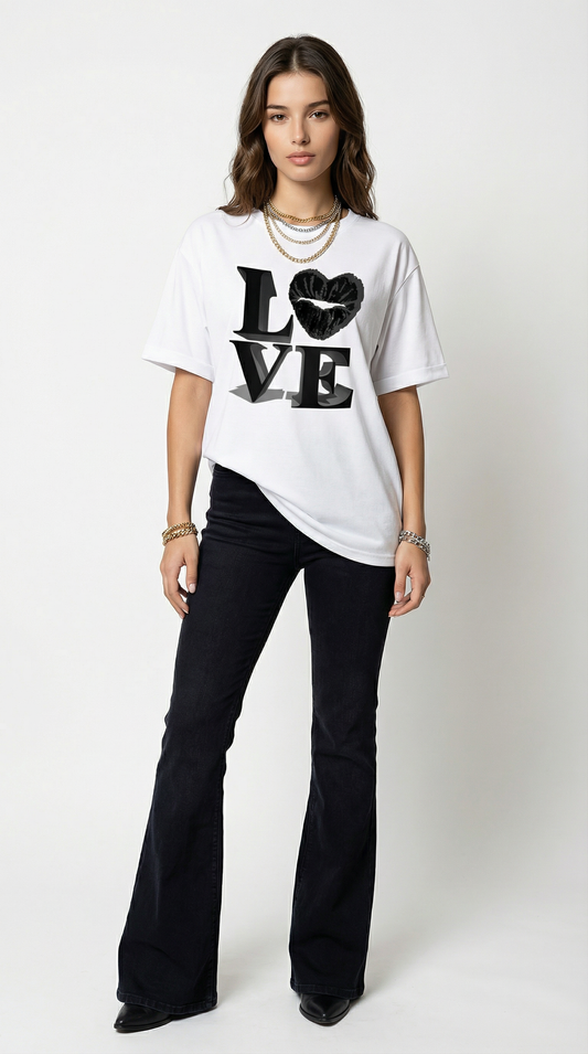 Love Dimension Graphic Tshirt in White