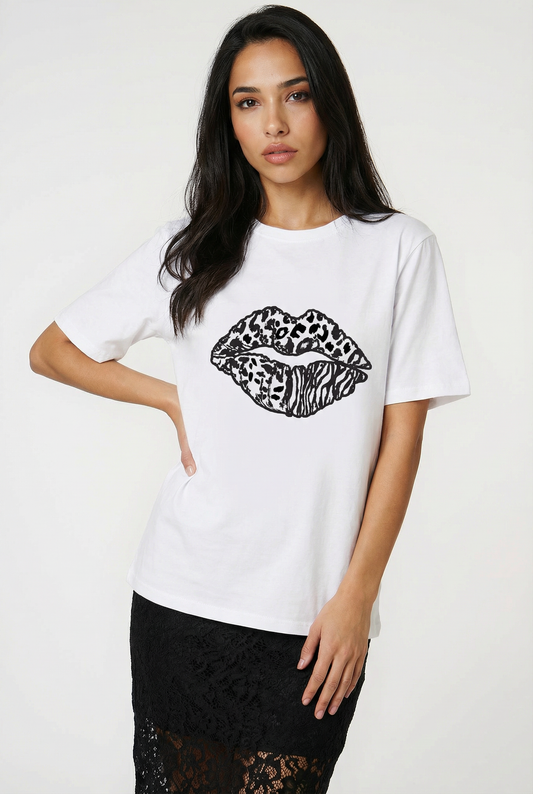 Multi Animal Print Lip Oversized Tshirt Dress