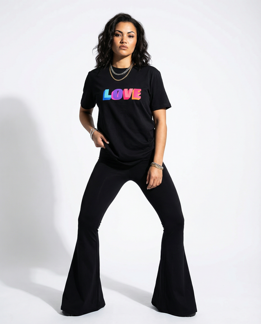 Neon Love in 3D Tshirt in Black