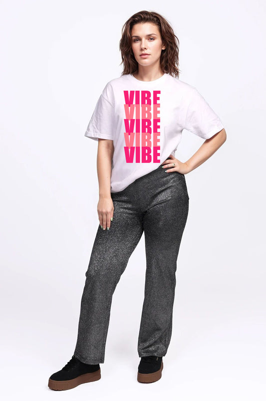 Pink Vibes Tshirt in White
