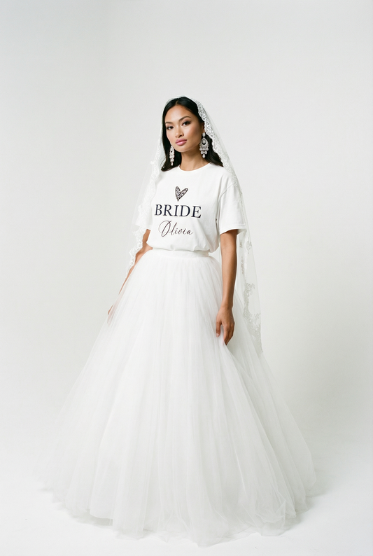 Personalised Name Bridal Slogan Tshirt n White