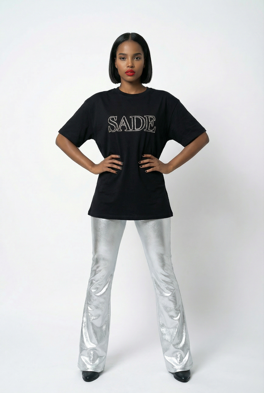 Personalised Name Outline Silver Foil Tshirt Top In Black