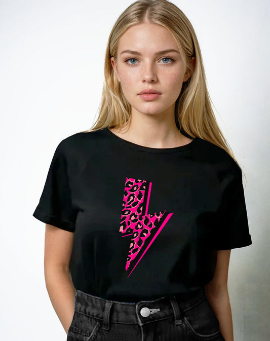 Pink Wild Lightning Strike Tshirt in Black
