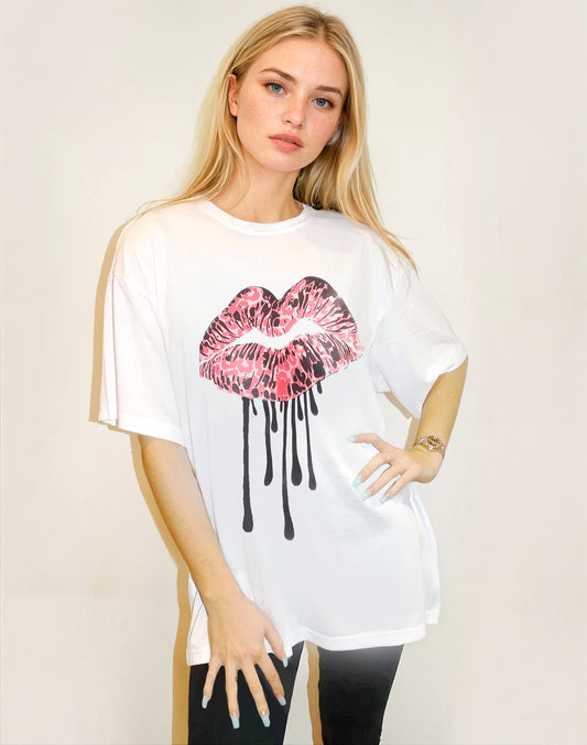 Pink Leopard Wild Drip Tshirt In White