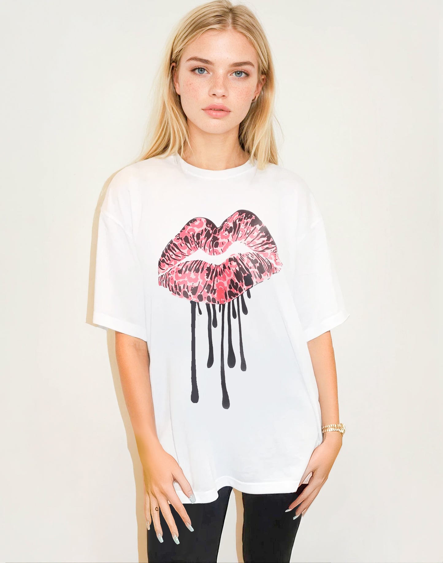 Pink Leopard Wild Drip Tshirt In White