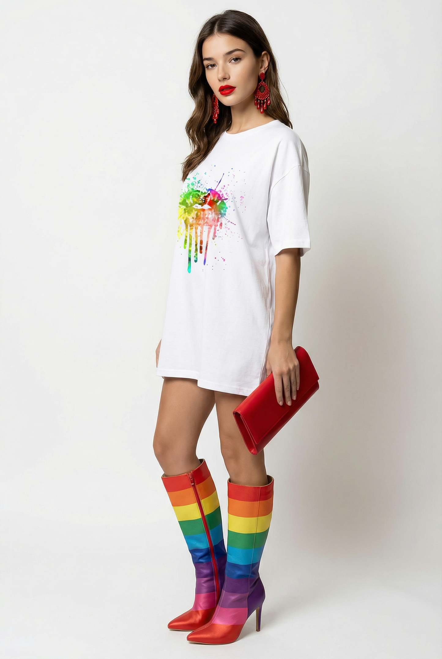 Pride Drip Splat Lip T-shirt In White