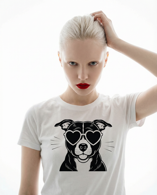 Puppy Love Staffie Tee in White