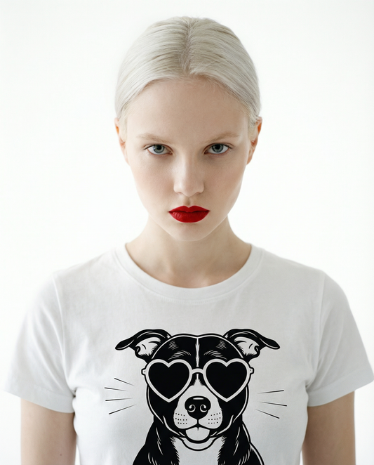 Puppy Love Staffie Tee in White