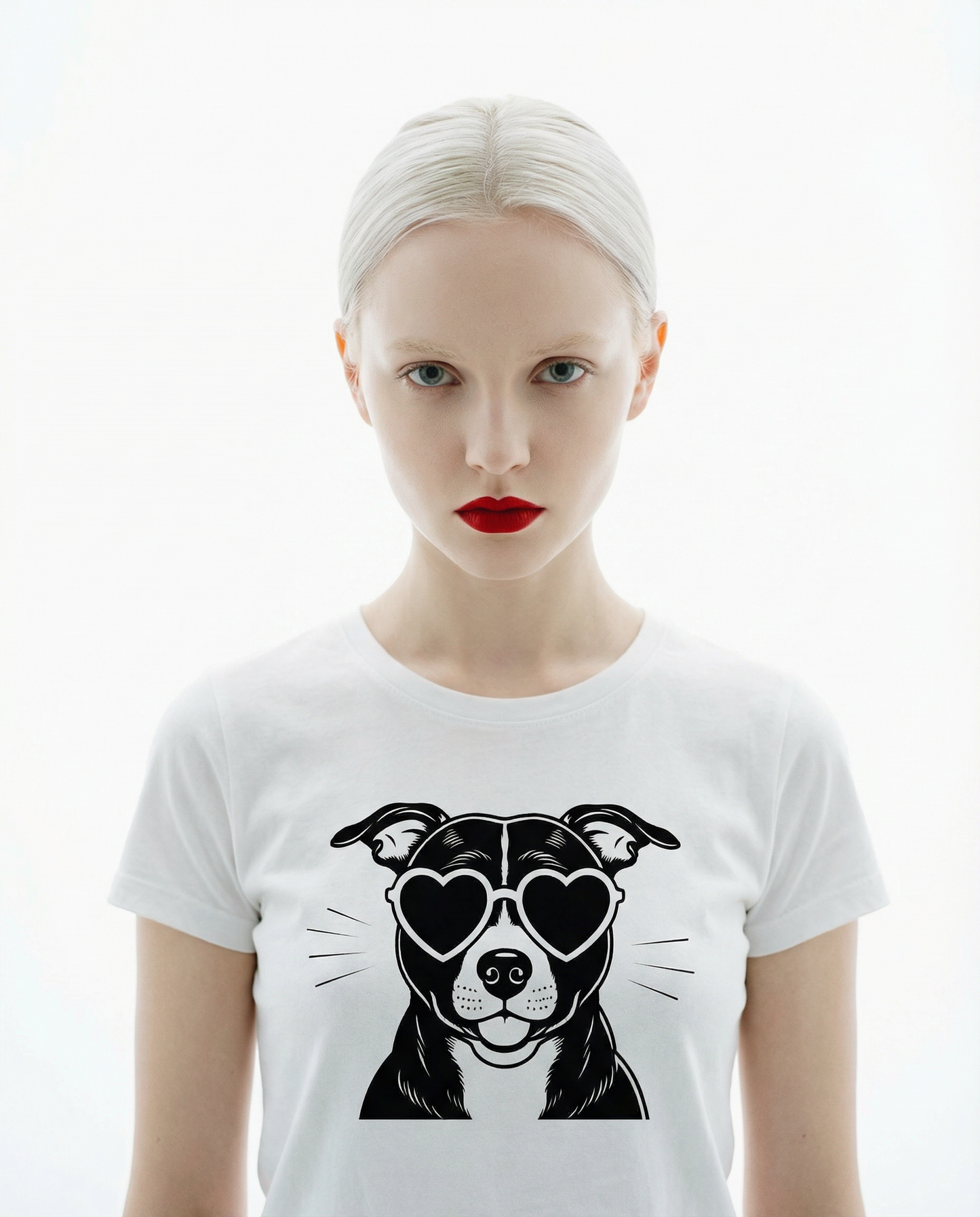 Puppy Love Staffie Tee in White