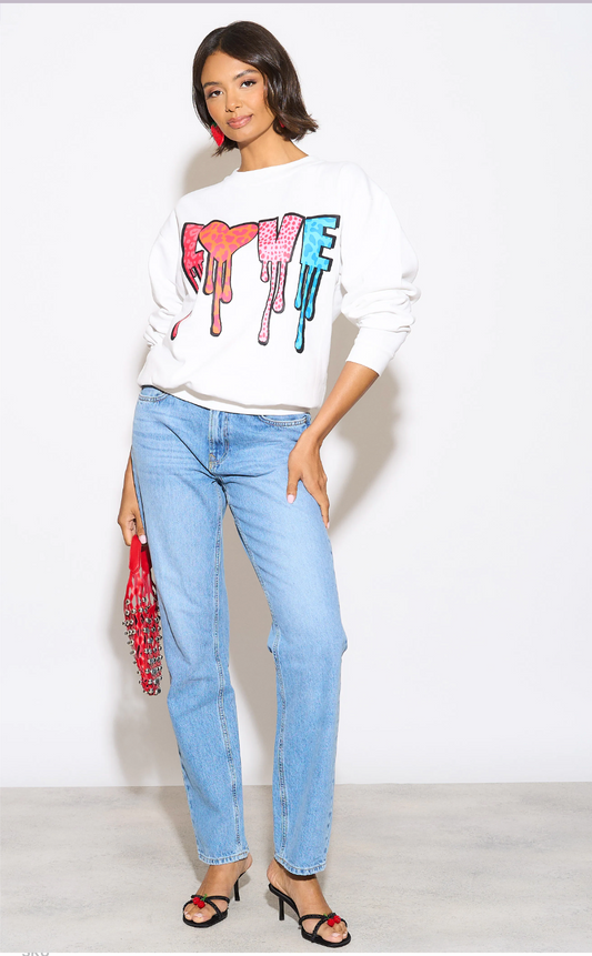 Love Drip Leopard Print Jumper