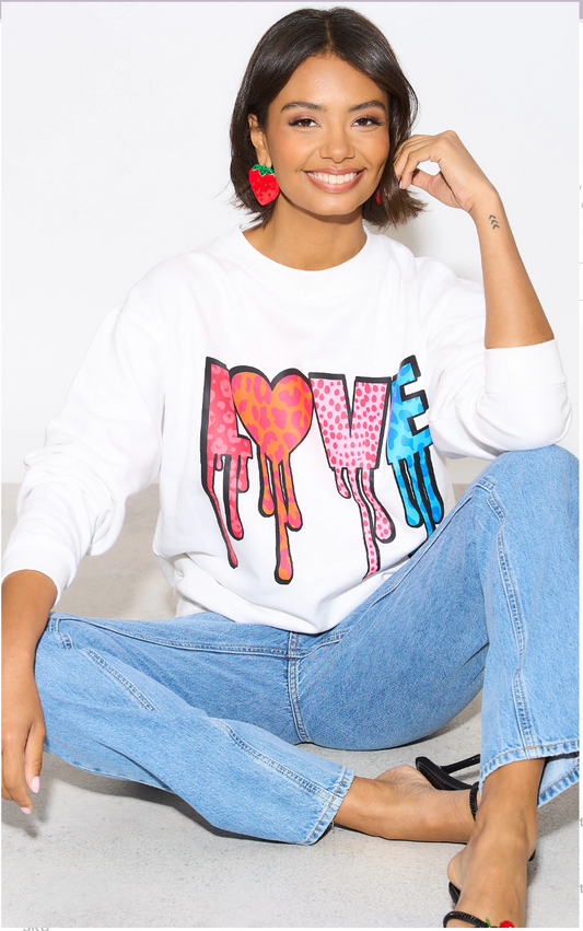 Love Drip Leopard Print Jumper