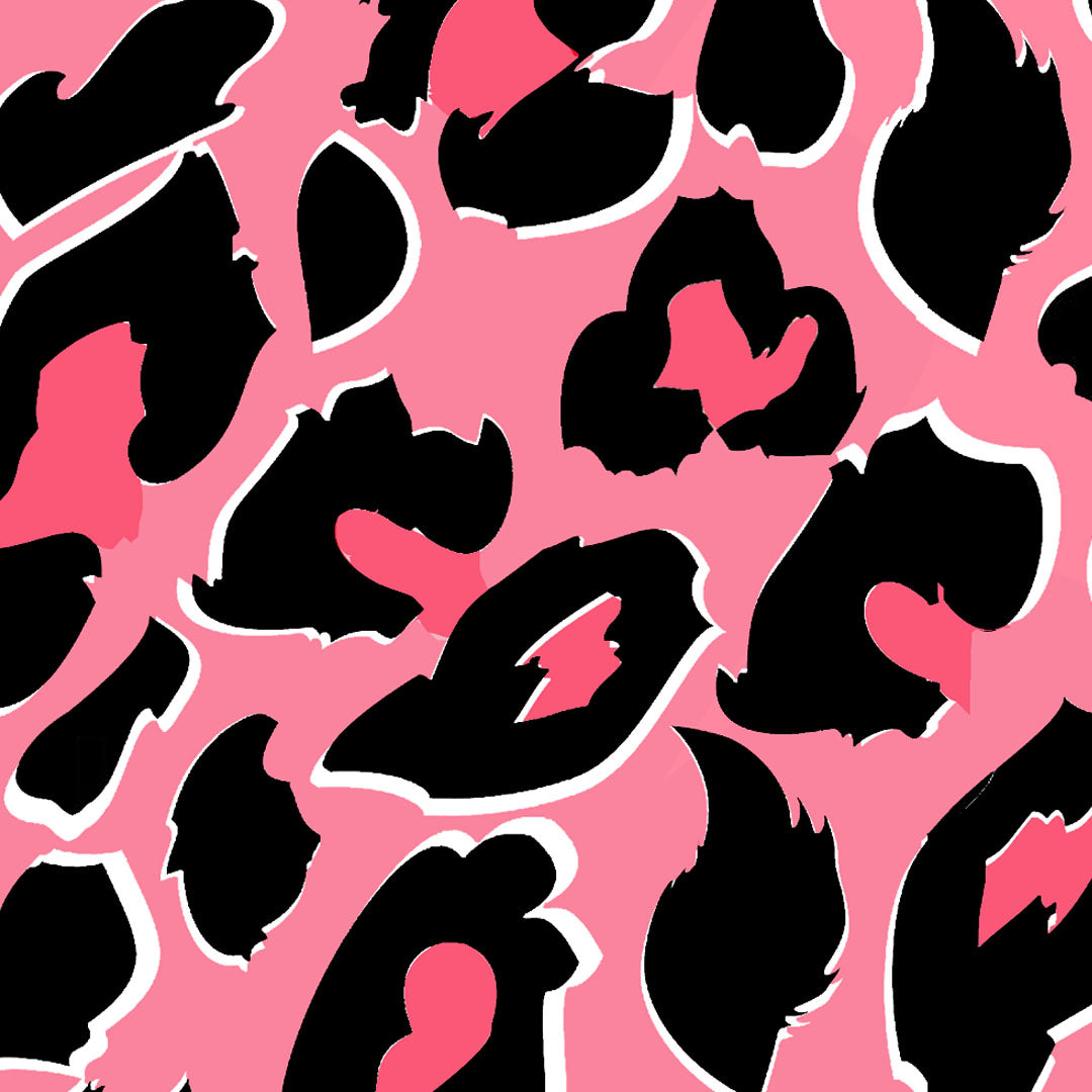 Pink And Rose Leopard Heart Print Tshirt In Black