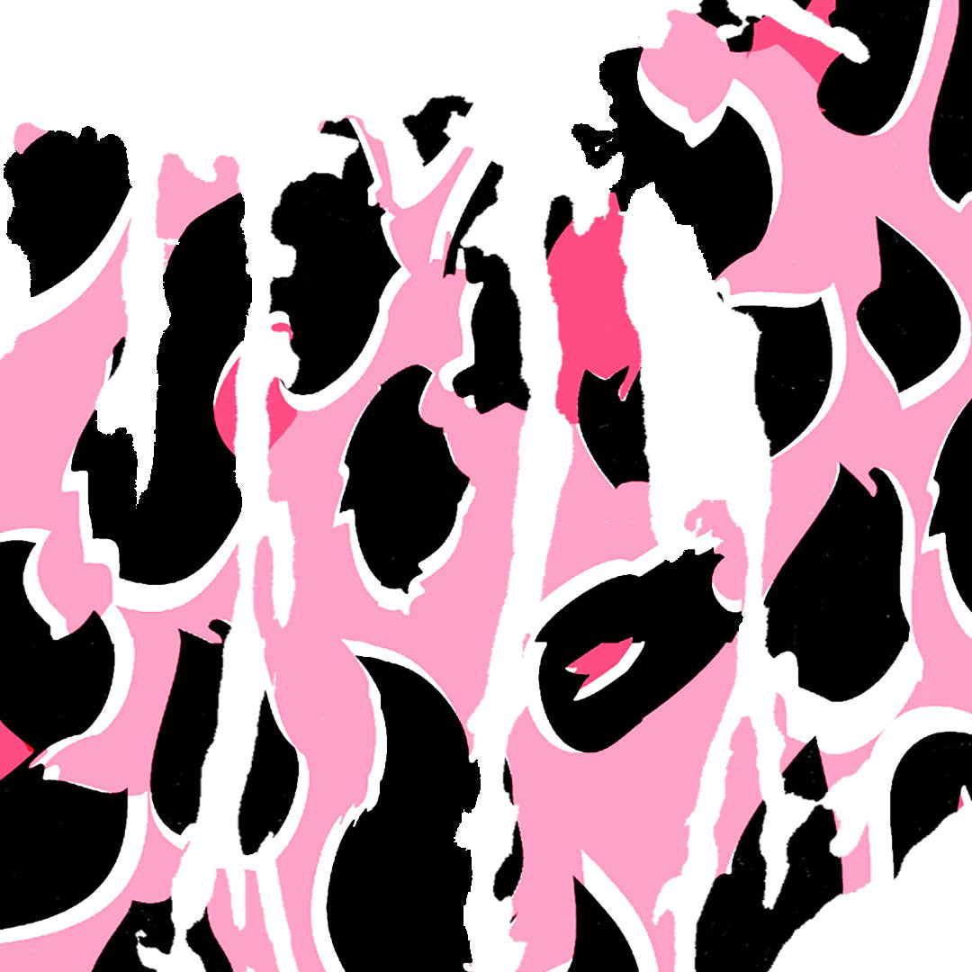 Pink And Rose Lip Motif Oversize Tshirt Top In White
