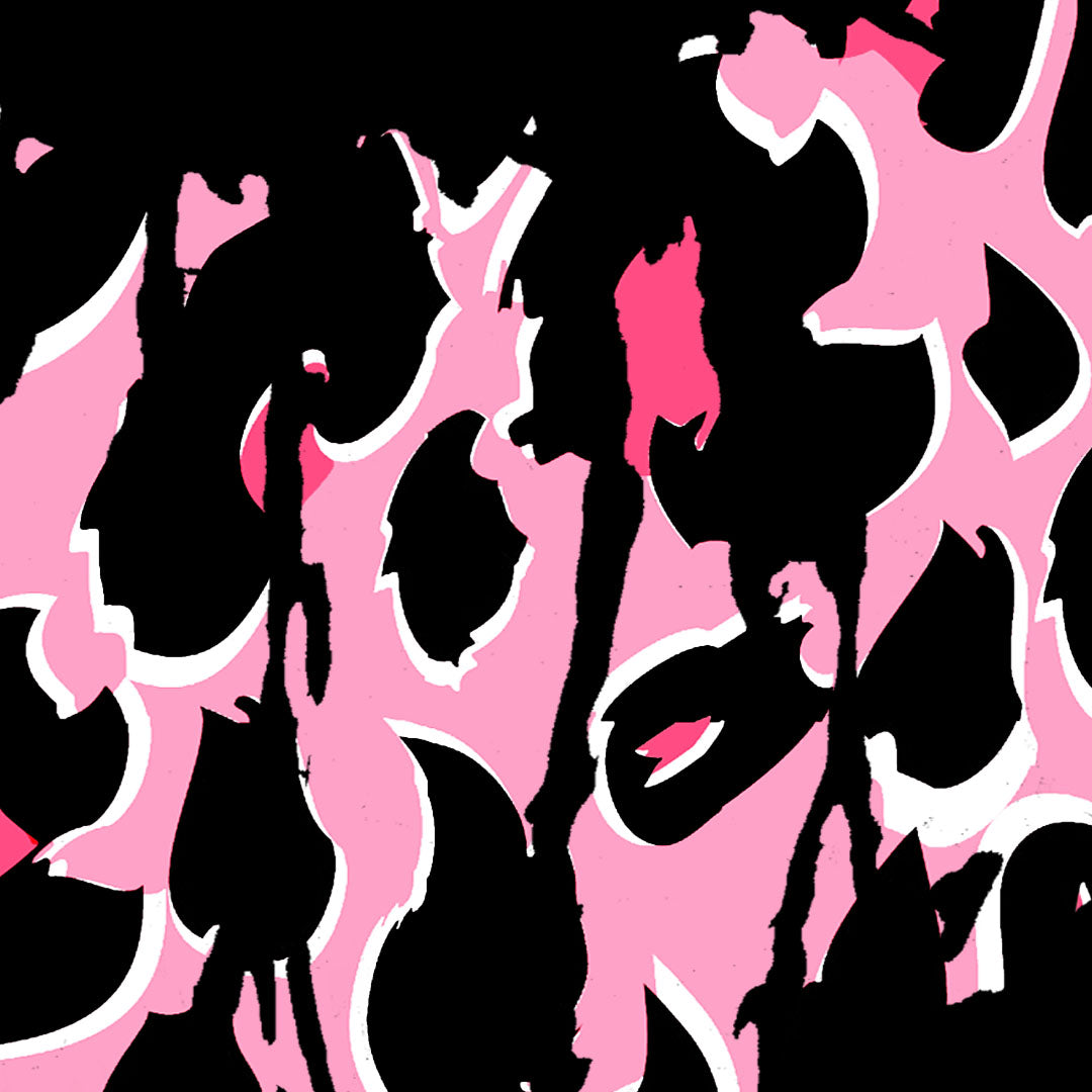Pink And Rose Leopard Motif Lip T Shirt In Black