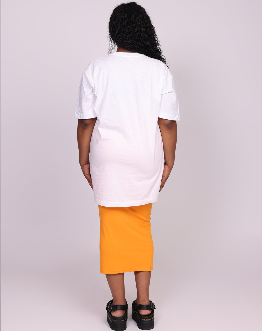 White Oversize T Shirt With Orange And Blue Leopard Lip Print