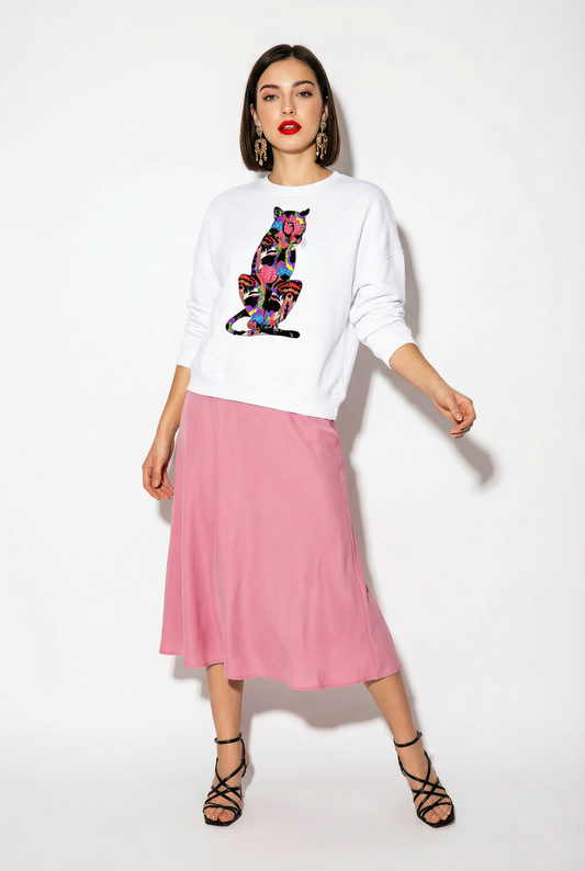 Wild Artistry Cheetah Sweatshirt in White