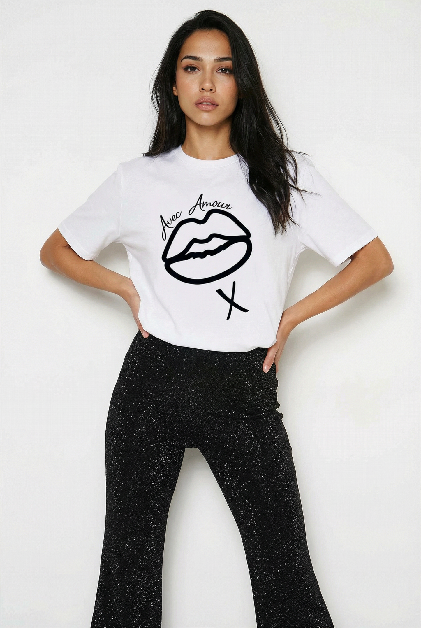 With Love Lip Print Oversize Tshirt Dress In White