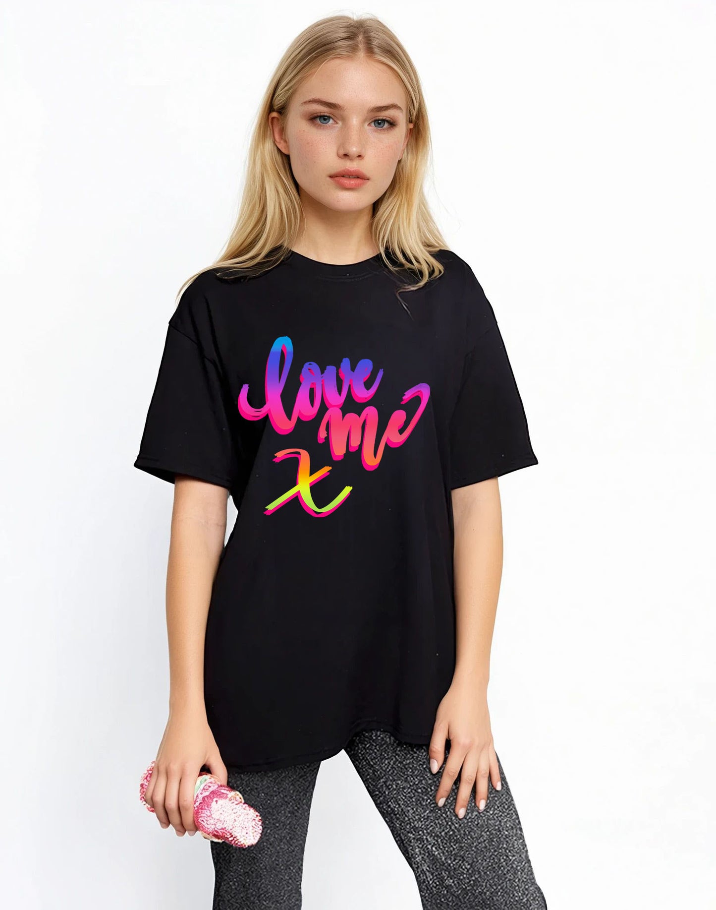Rainbow Love Graphic Tshirt in Black