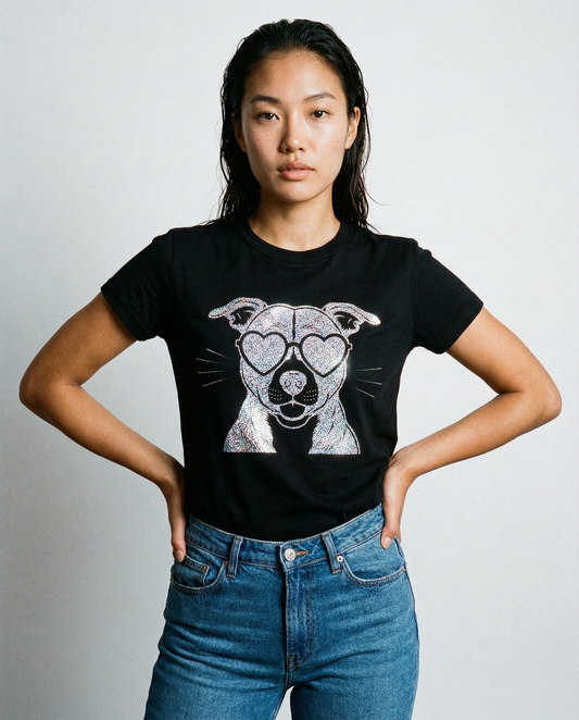 Puppy Love Staffie Tee in Black