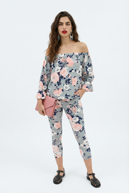 Grey Floral Print Co-ordinates