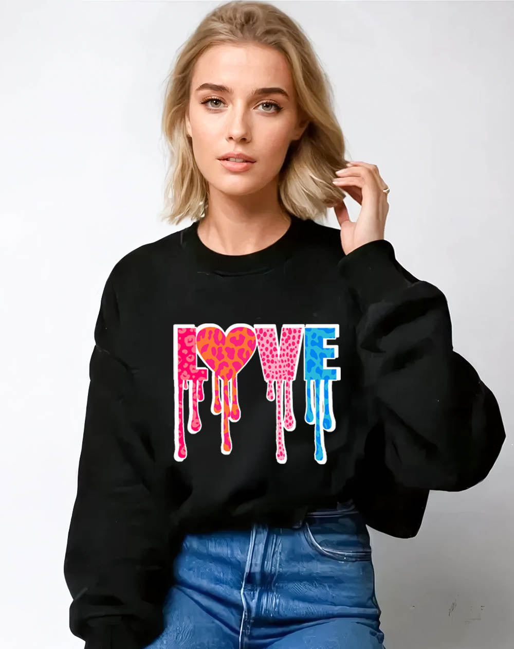 Love Drip Leopard Print Jumper