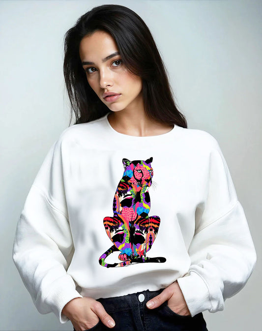 Wild Artistry Cheetah Sweatshirt in White