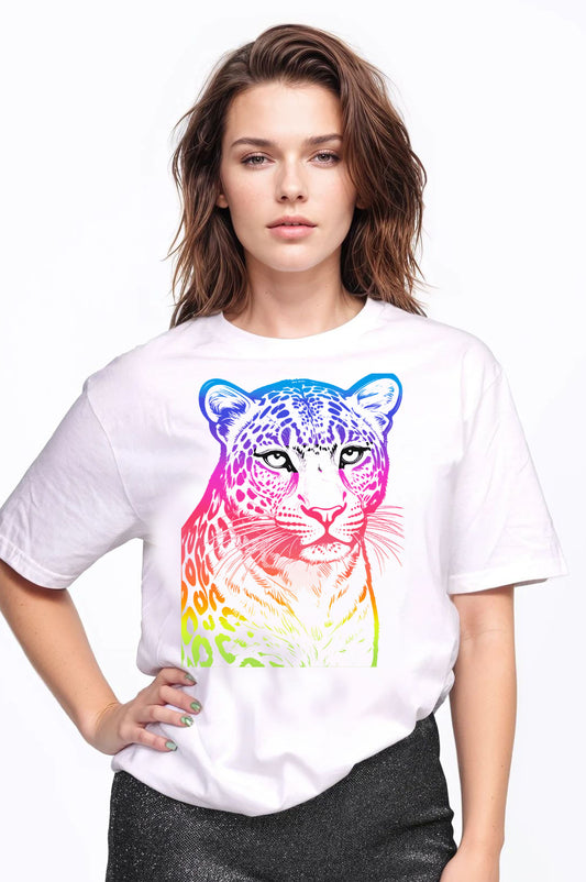 Neon Roar Tiger Print Tshirt in White