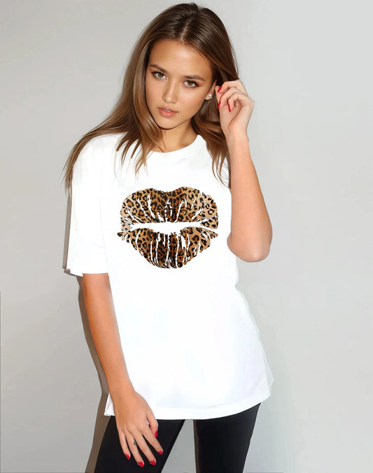 Leopard Print Graphic Oversize Top