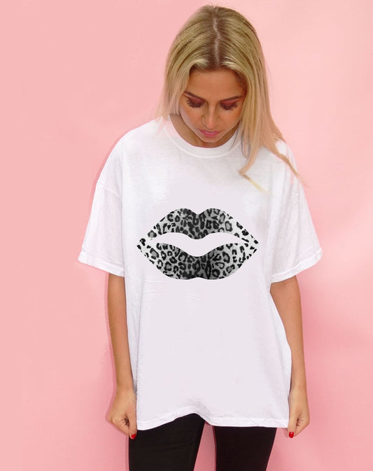 Black & White Leopard Lip Tee