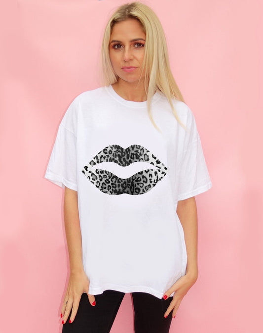 Black & White Leopard Lip Tee