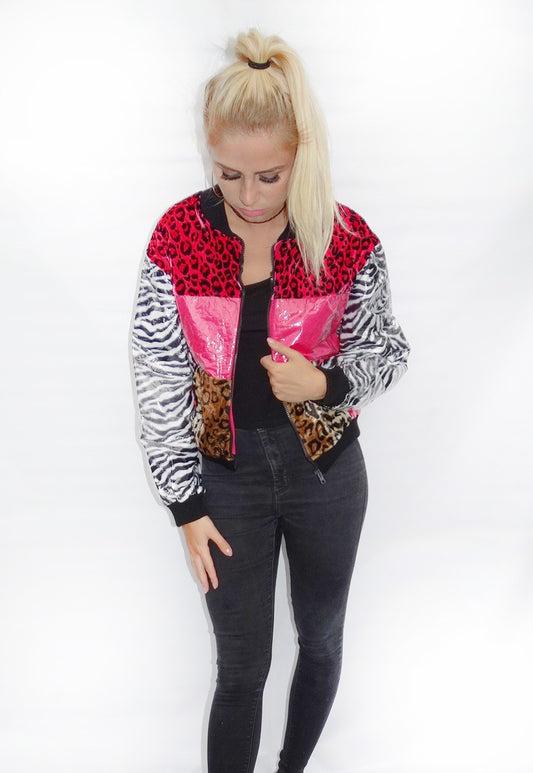 Pink Leopard Bomber Jacket -Water Resistant
