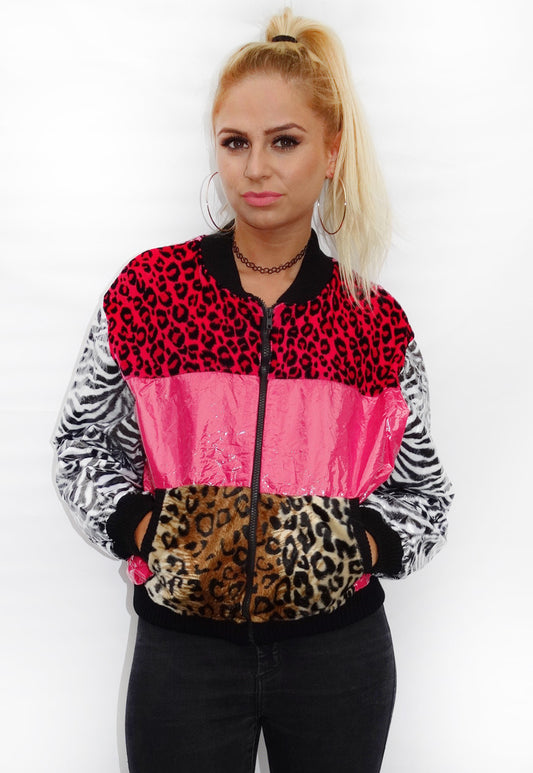 Pink Leopard Bomber Jacket -Water Resistant