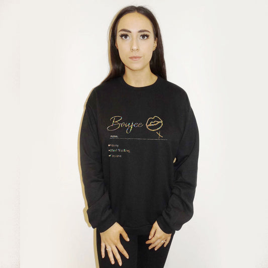 Boujee Definition Gold Print Jumper In Black