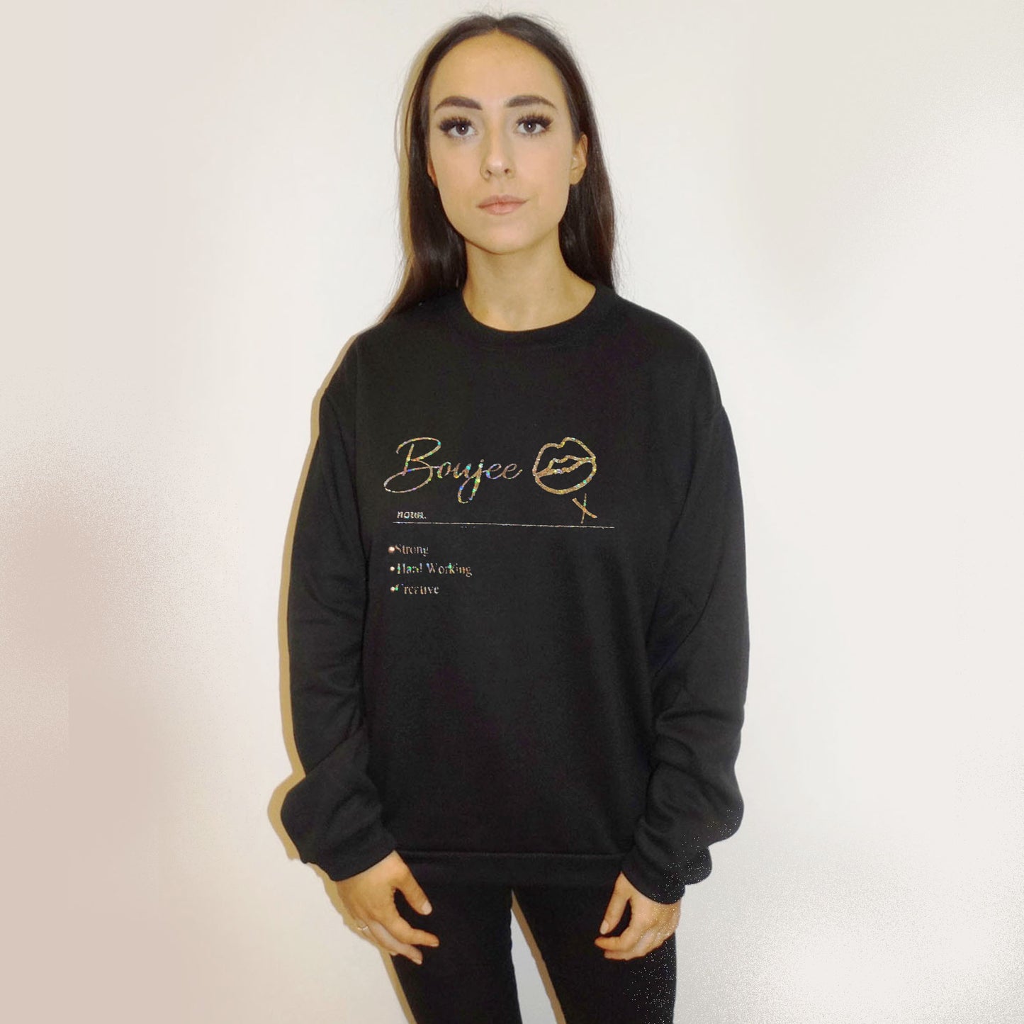 Boujee Definition Gold Print Jumper In Black