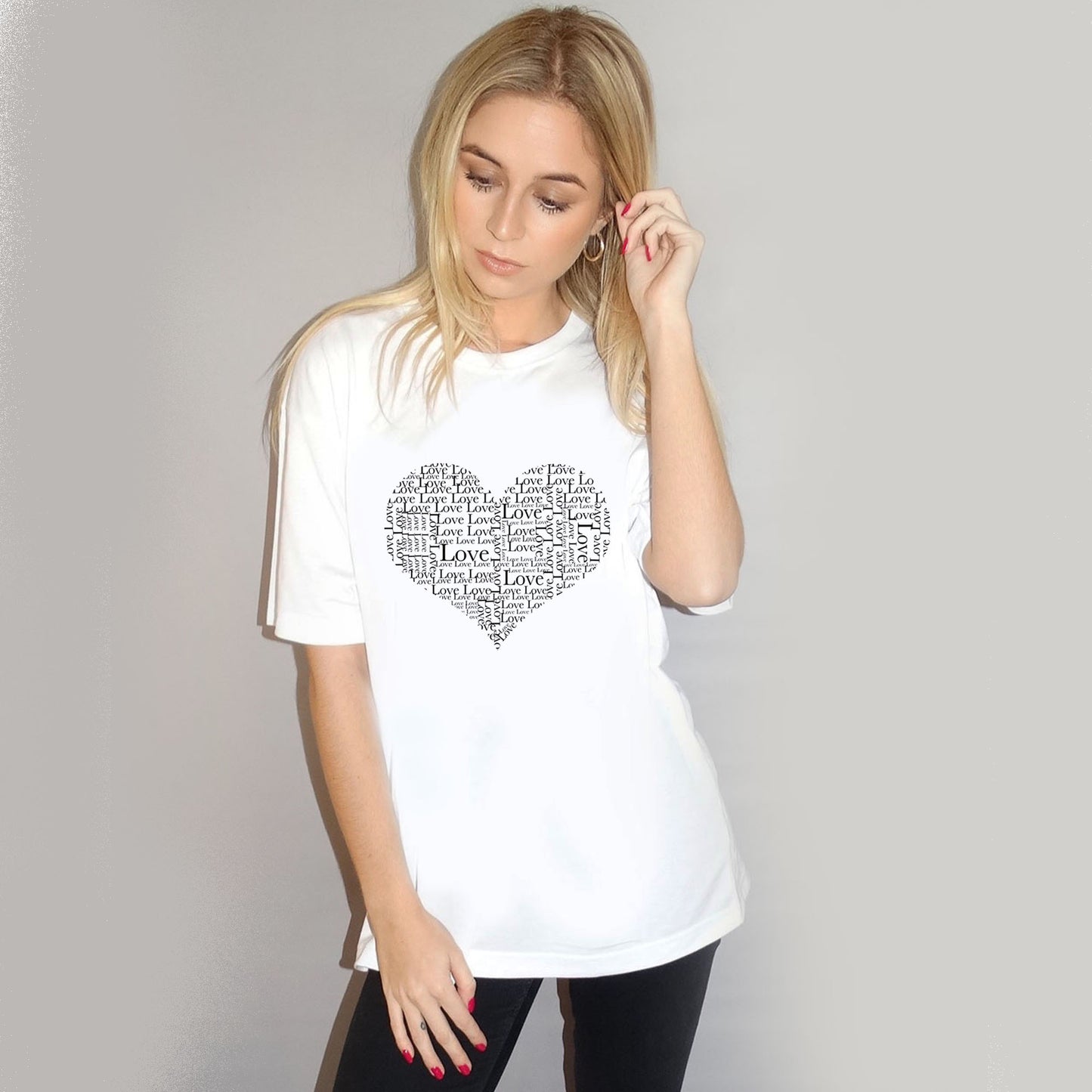 Love Heart Text Print Tshirt In White