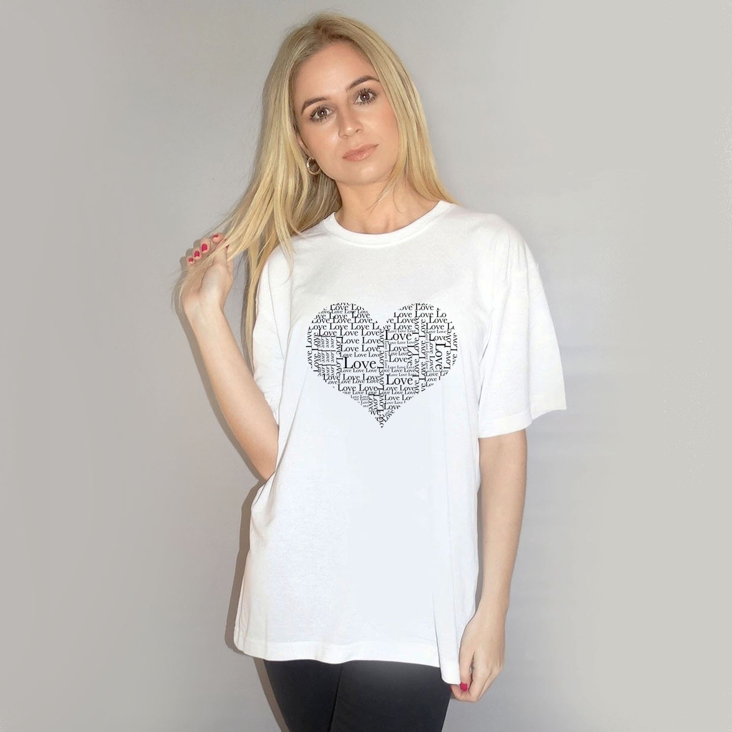 Love Heart Text Print Tshirt In White